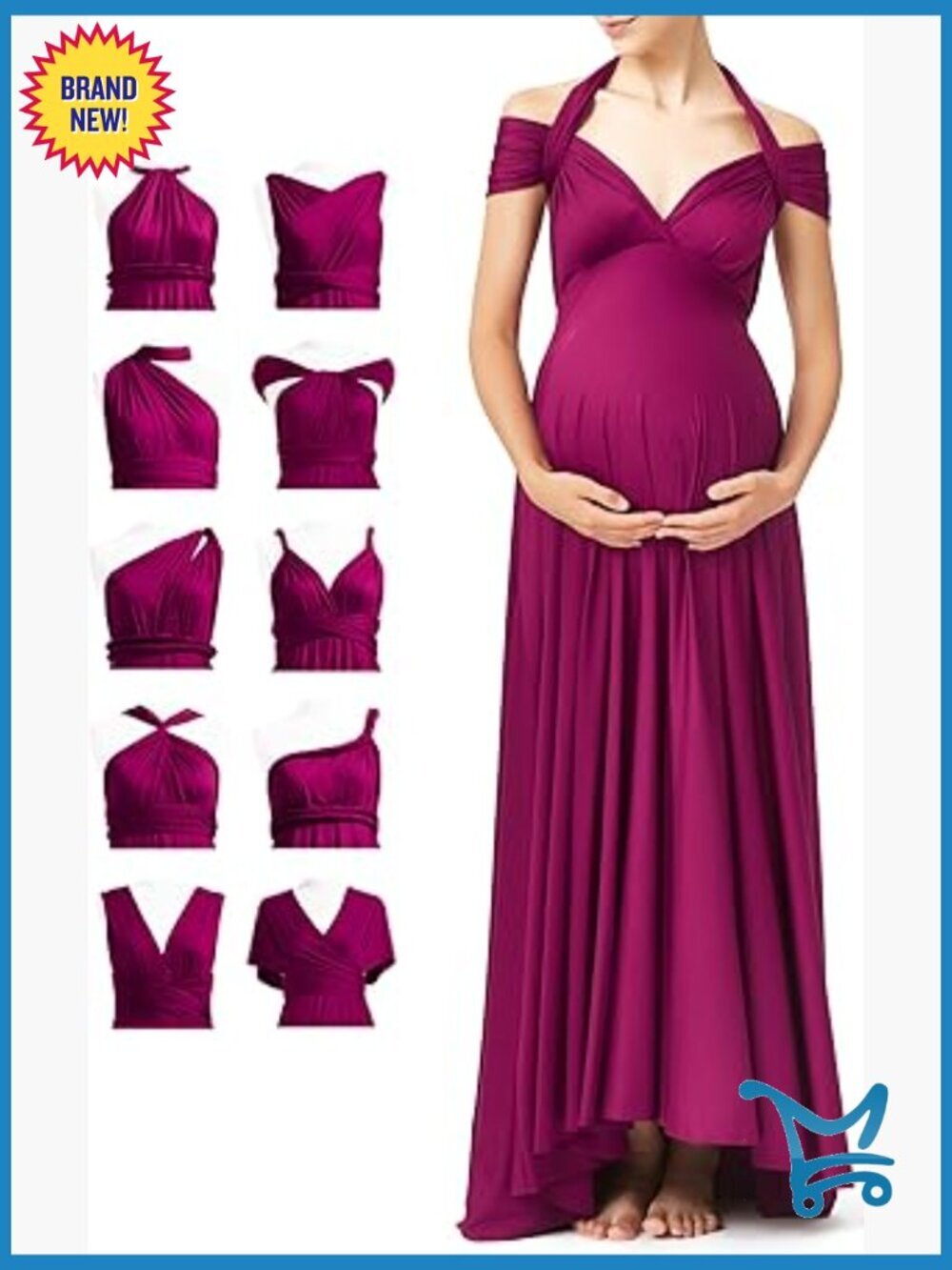 Maternity Infinity Maxi Dress Wrap Formal Gown Baby Shower Photo Shoot Plus Size